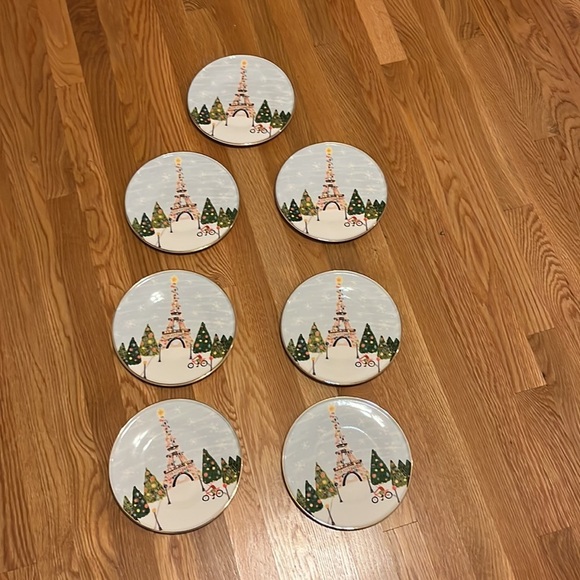 NWT Christmas Time In The City Dessert Plate Paris - Picture 5 of 9